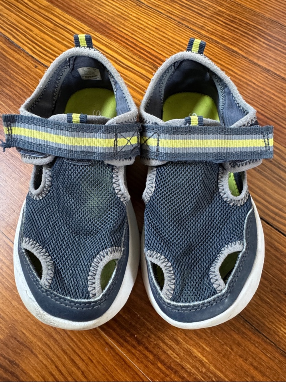 Sperry Navy and Lime Kids Mesh Sandals